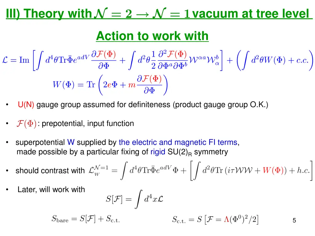 iii theory with vacuum at tree level