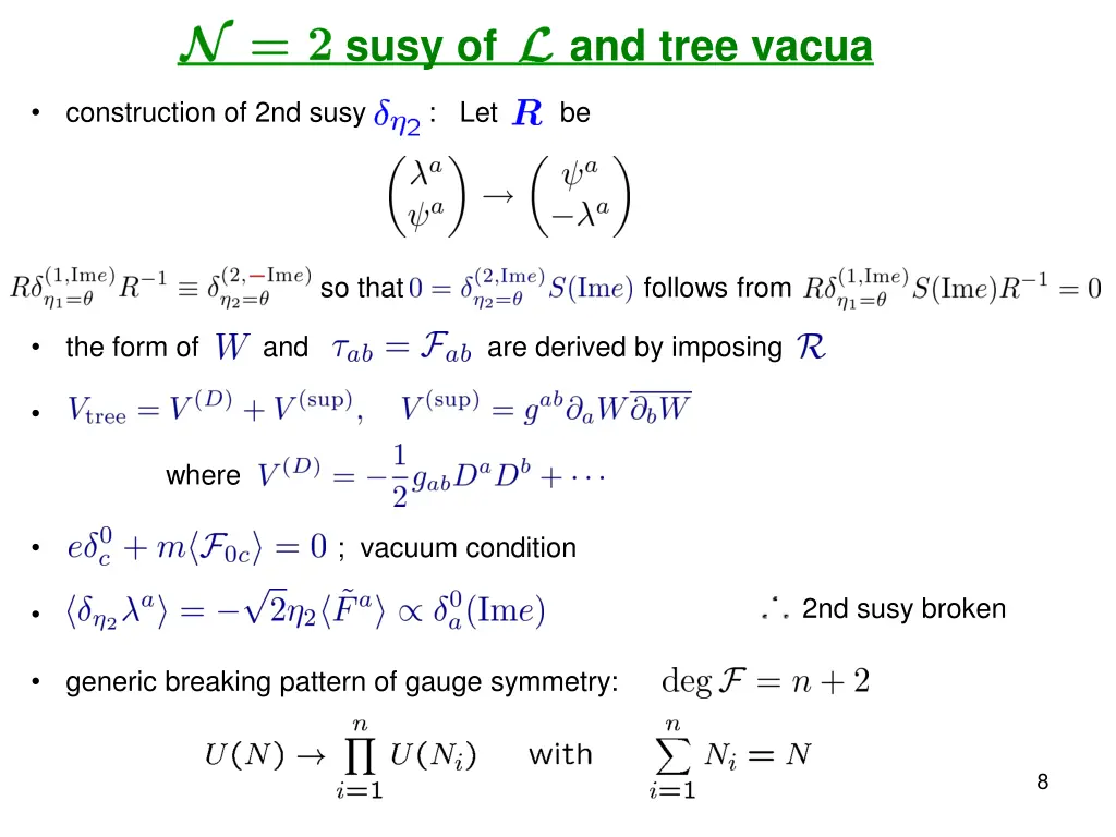 susy of and tree vacua