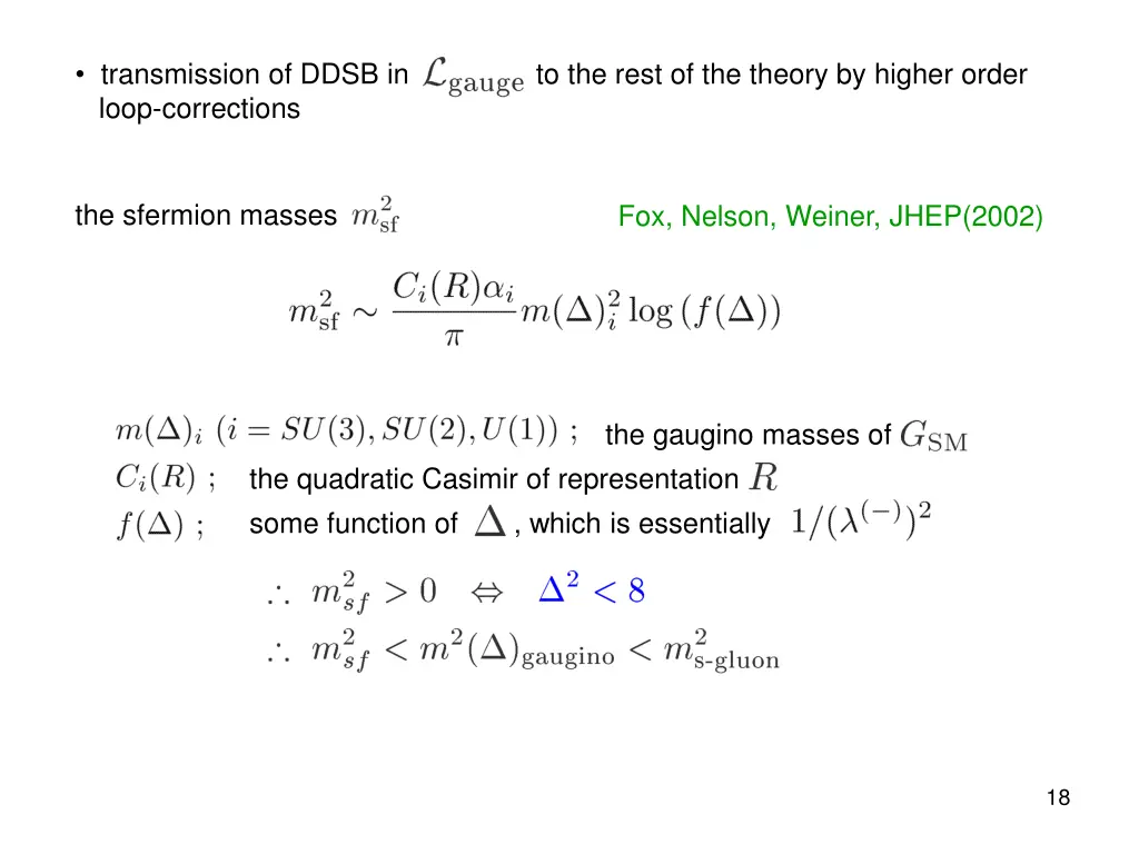 transmission of ddsb in to the rest of the theory
