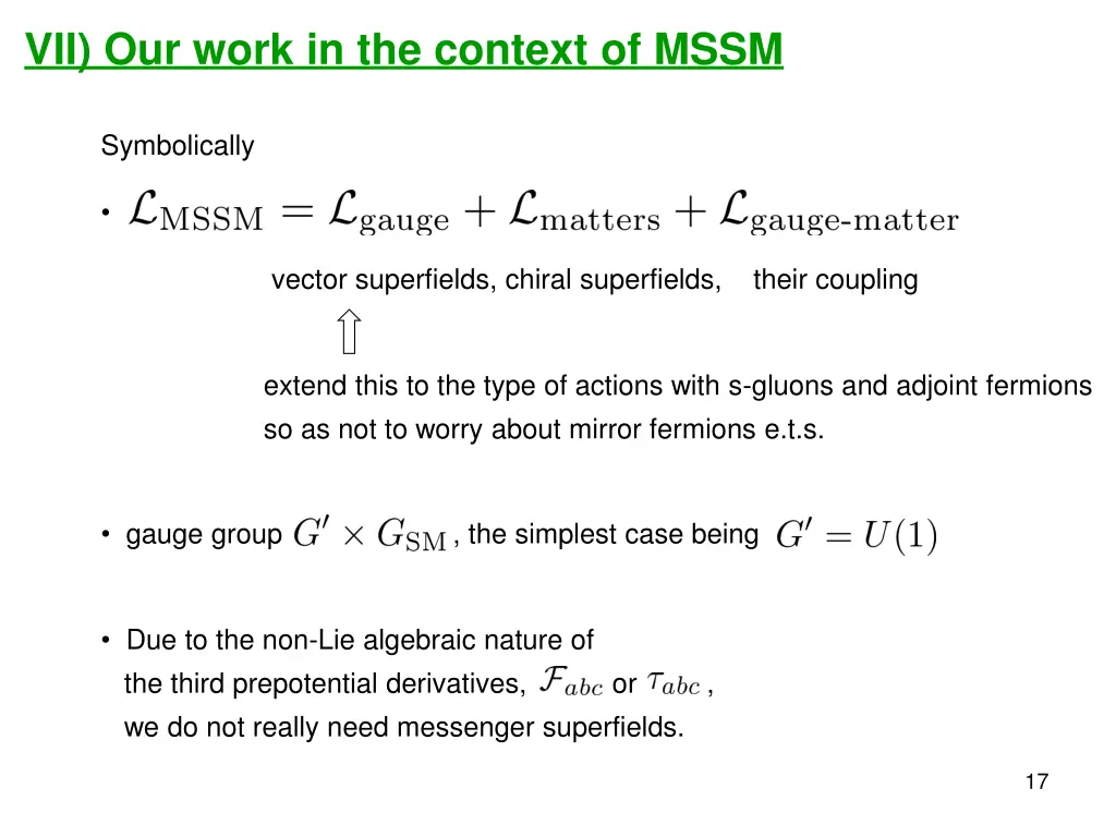 vii our work in the context of mssm
