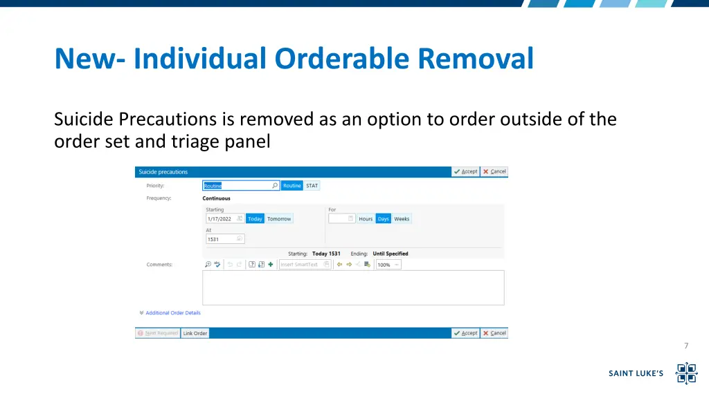new individual orderable removal