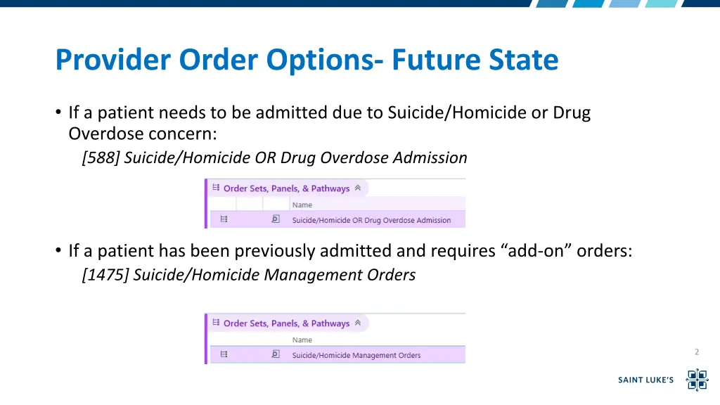 provider order options future state