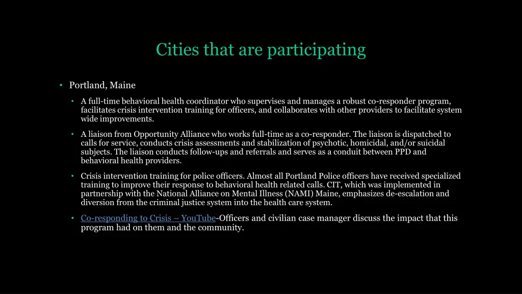 cities that are participating