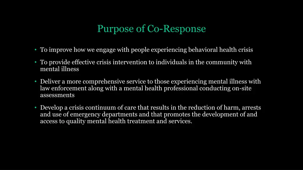 purpose of co response