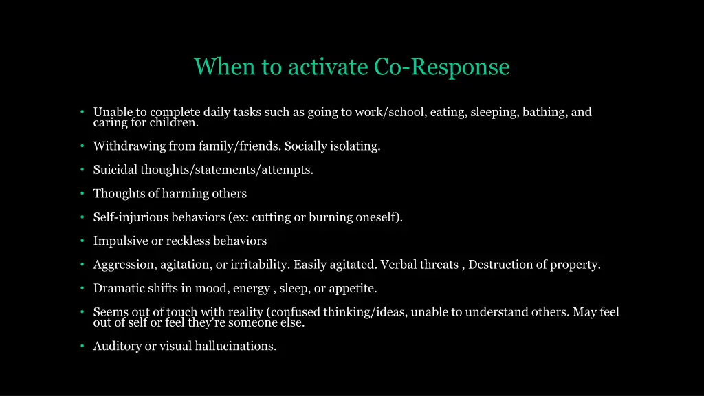 when to activate co response