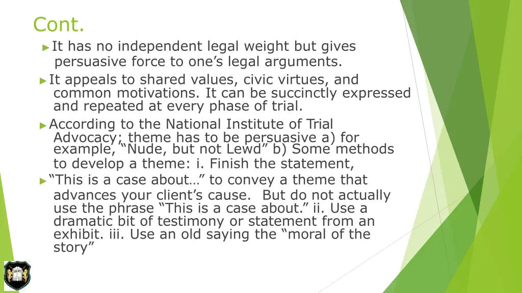 cont it has no independent legal weight but gives