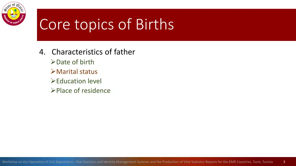 core topics of births 1