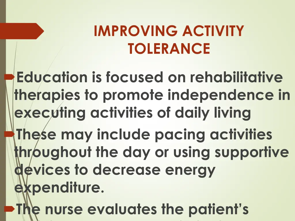 improving activity tolerance