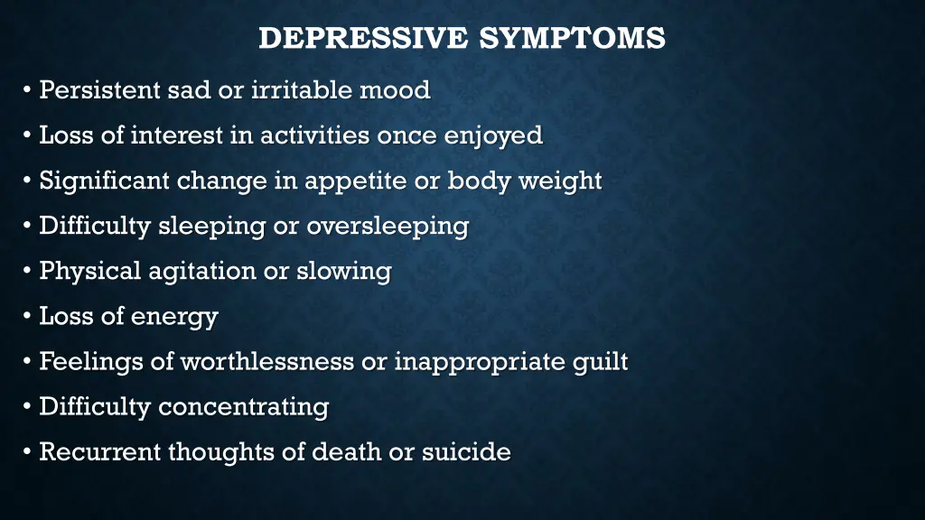 depressive symptoms