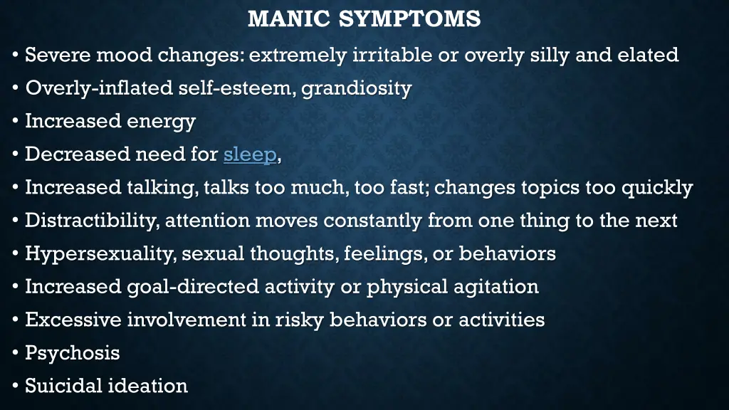 manic symptoms