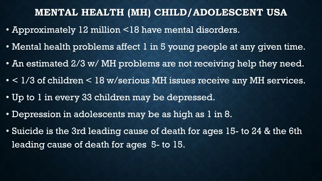 mental health mh child adolescent usa