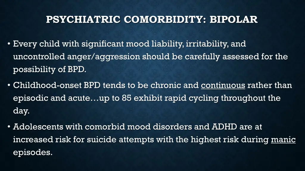 psychiatric comorbidity bipolar 1