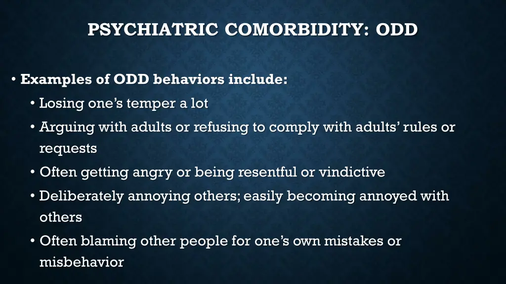 psychiatric comorbidity odd