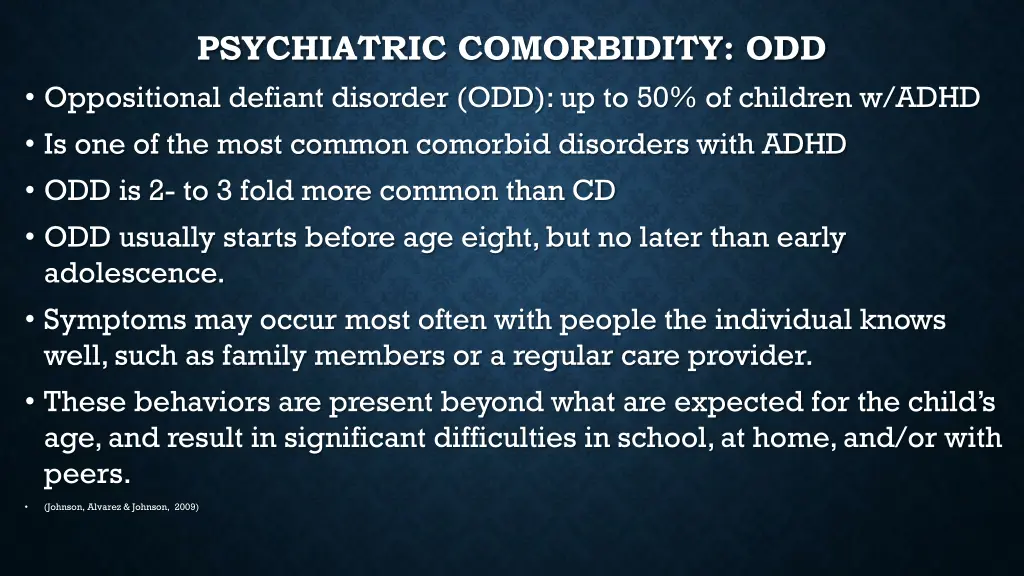 psychiatric comorbidity odd oppositional defiant