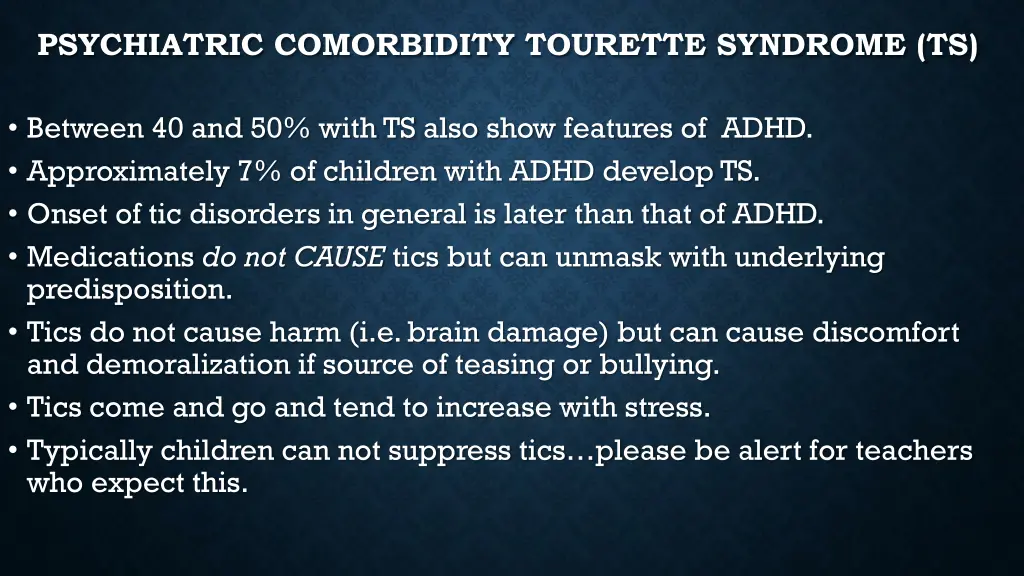 psychiatric comorbidity tourette syndrome ts
