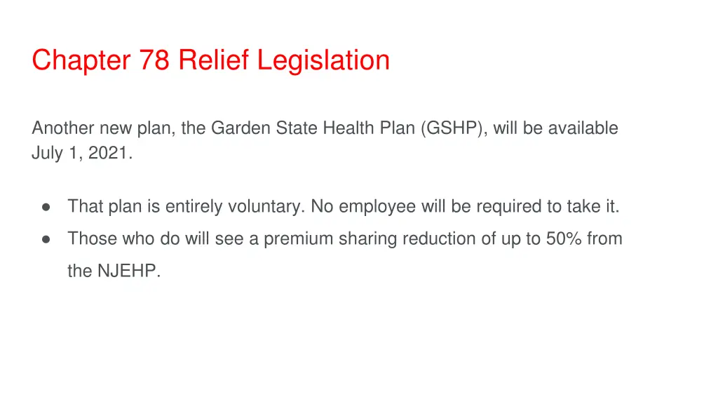 chapter 78 relief legislation 2