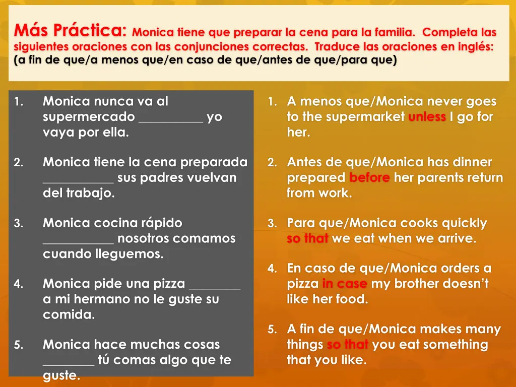 m s pr ctica monica tiene que preparar la cena
