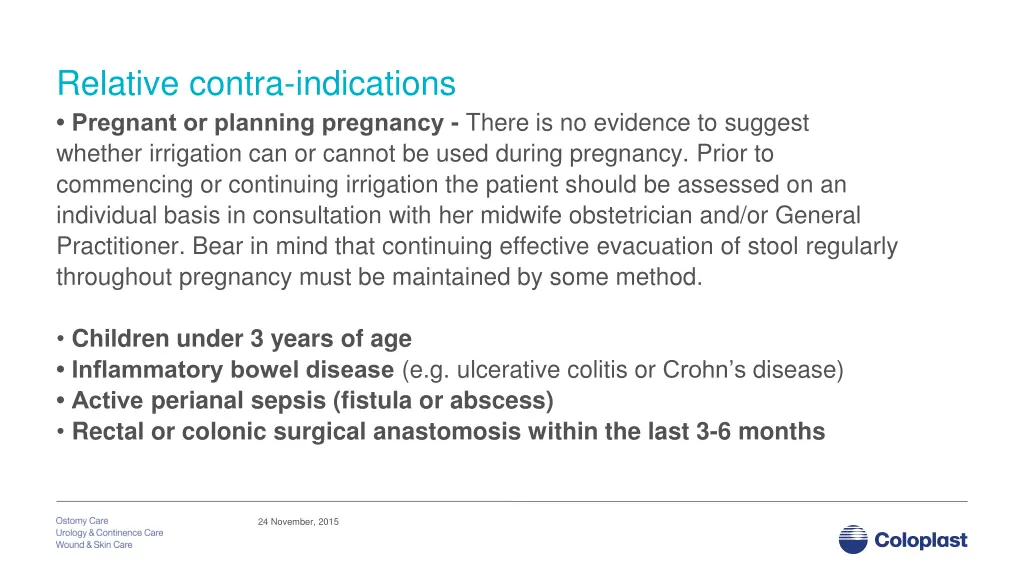 relative contra indications pregnant or planning