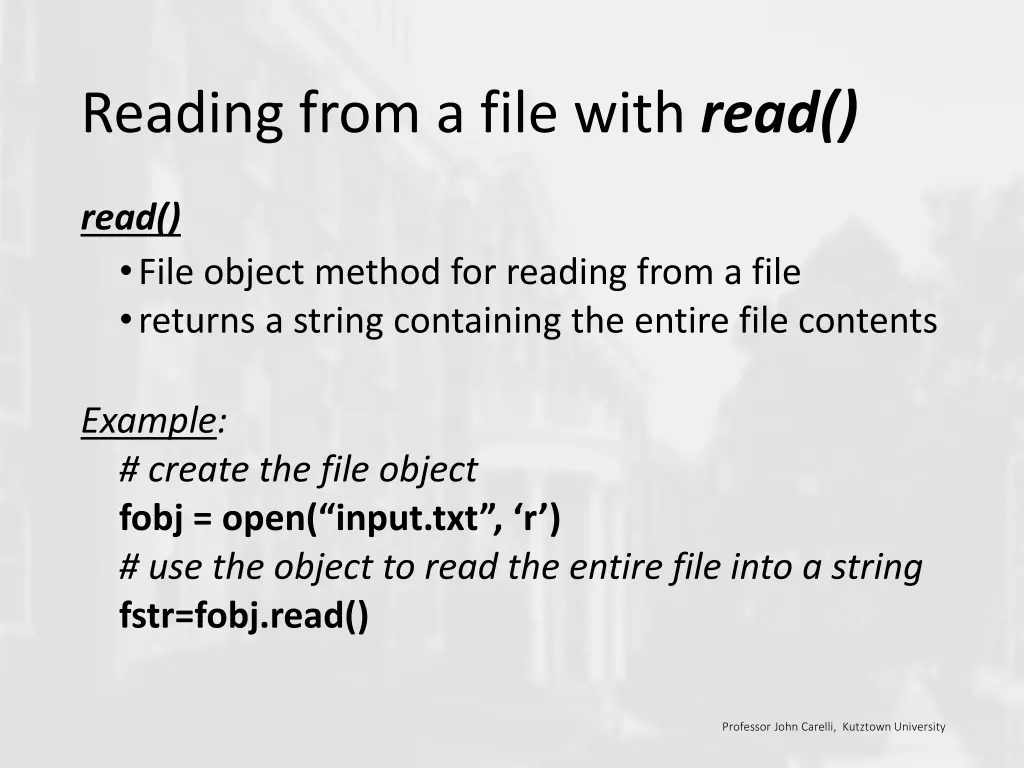 reading from a file with read