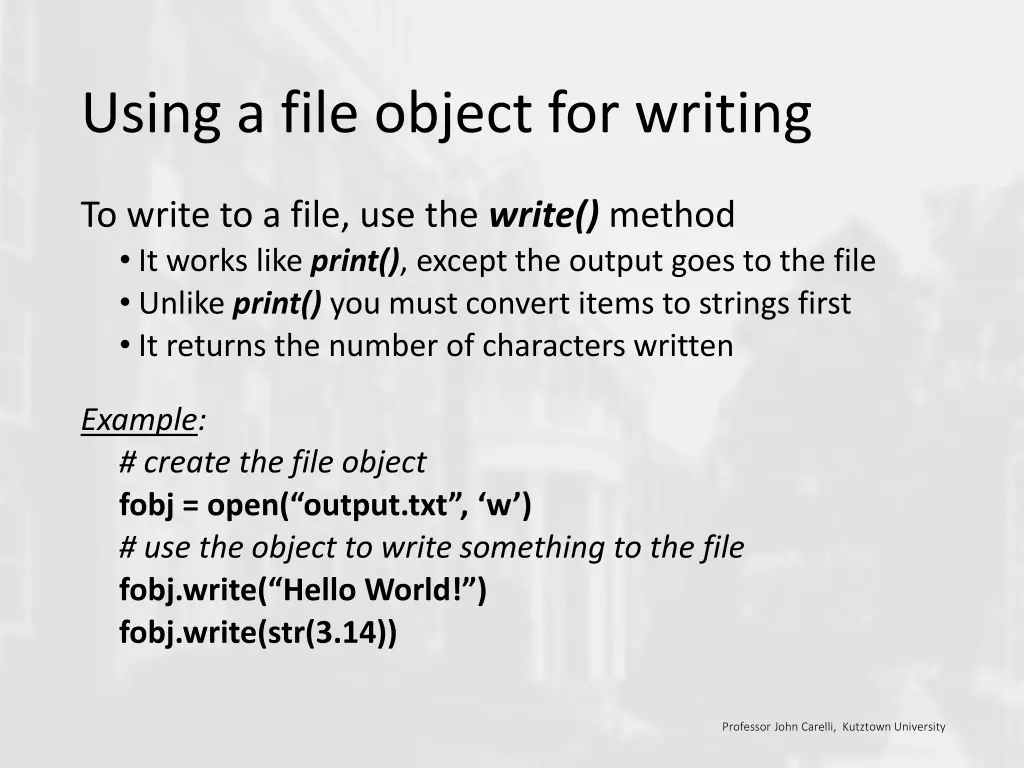 using a file object for writing