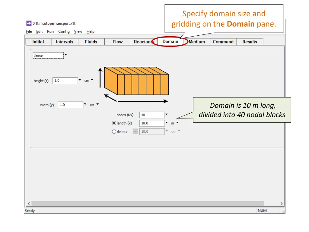 specify domain size and gridding on the domain