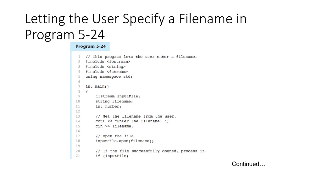 letting the user specify a filename in program