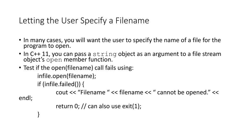 letting the user specify a filename