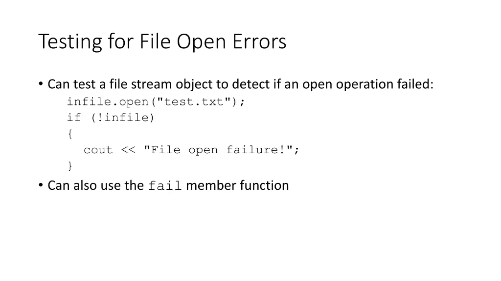 testing for file open errors