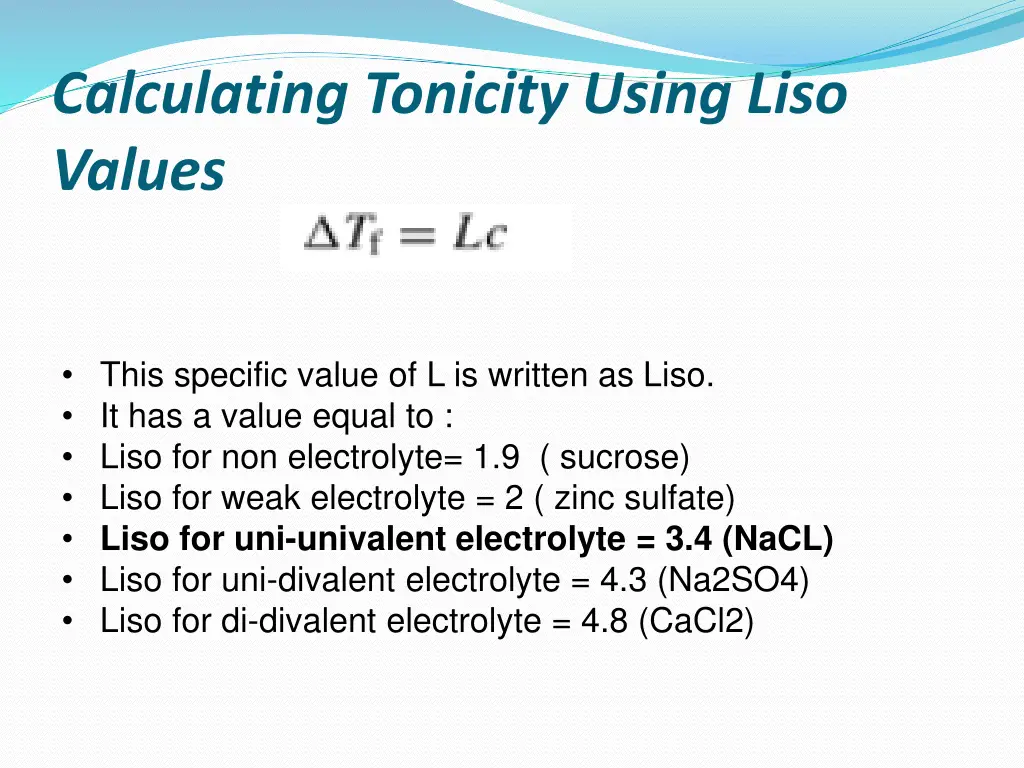 calculating tonicity using liso values