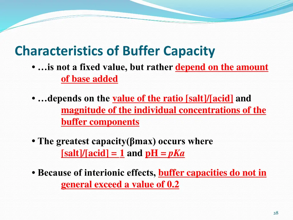 characteristics of buffer capacity is not a fixed