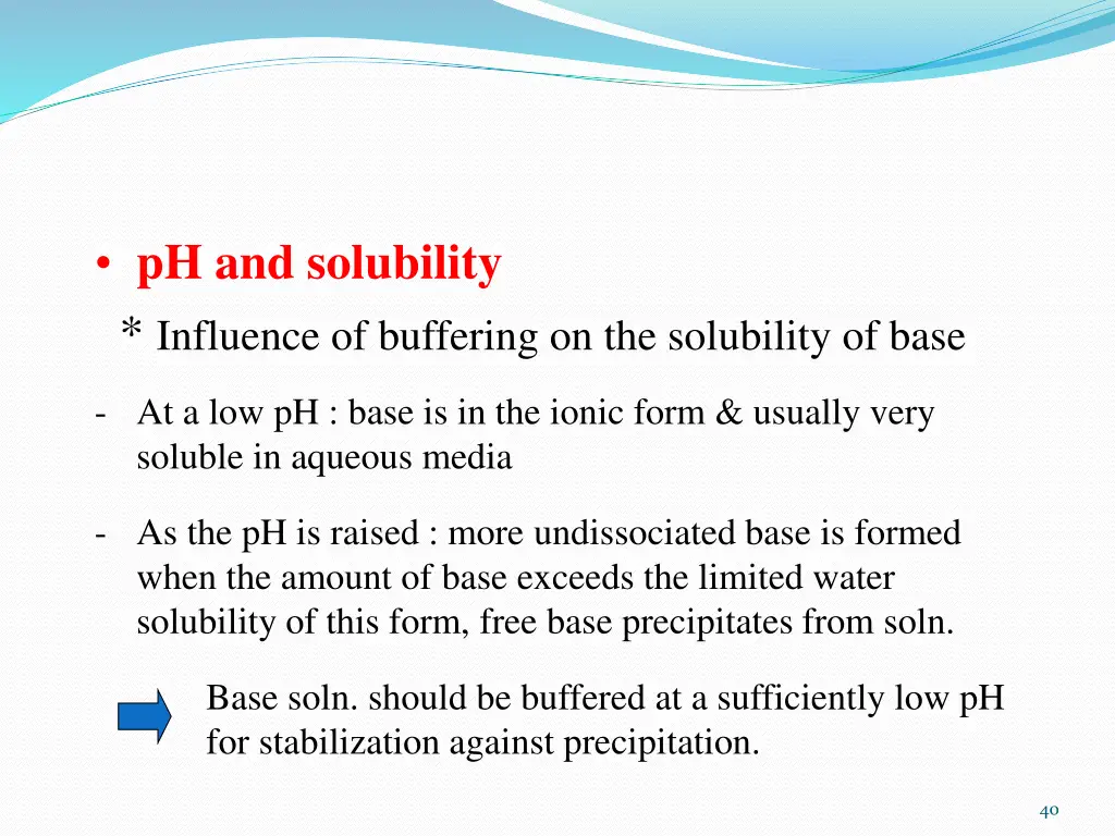 ph and solubility influence of buffering