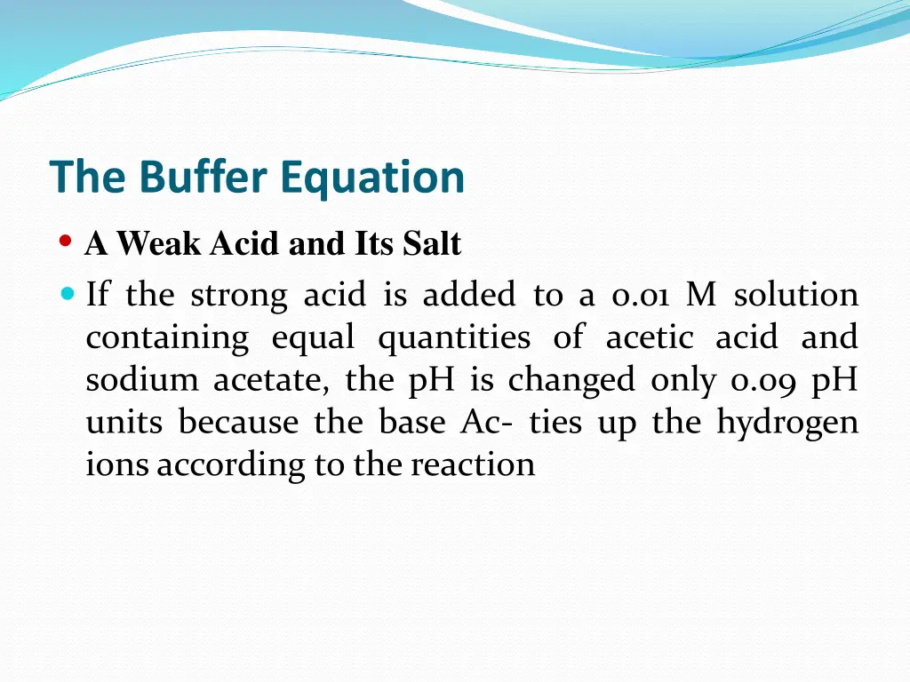 the buffer equation