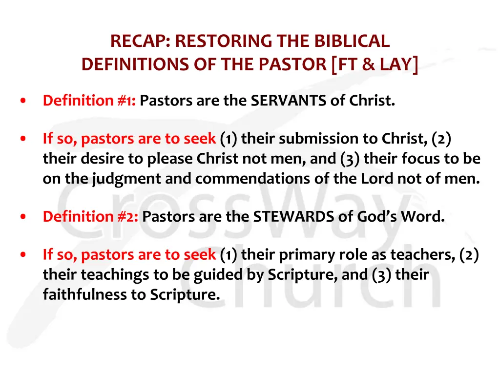 recap restoring the biblical definitions