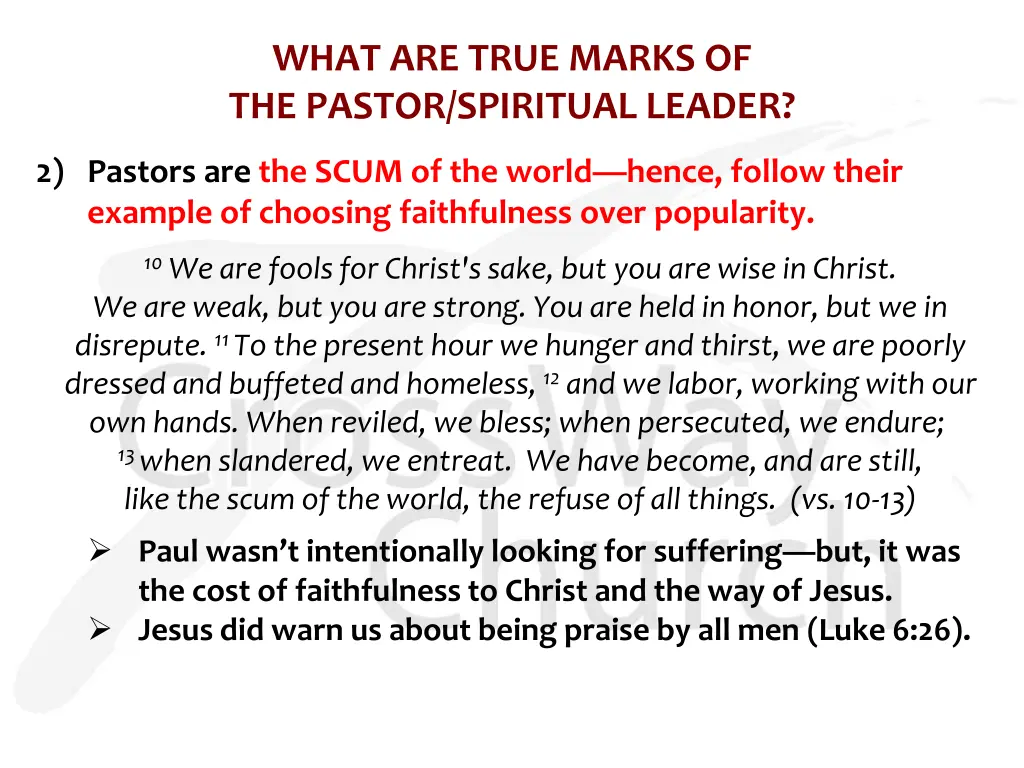 what are true marks of the pastor spiritual leader 1