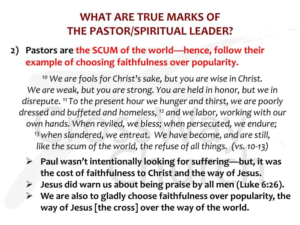 what are true marks of the pastor spiritual leader 2