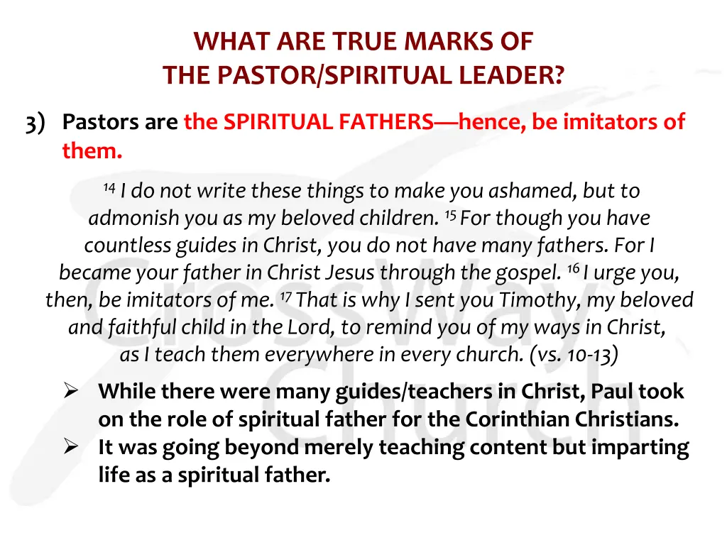 what are true marks of the pastor spiritual leader 3