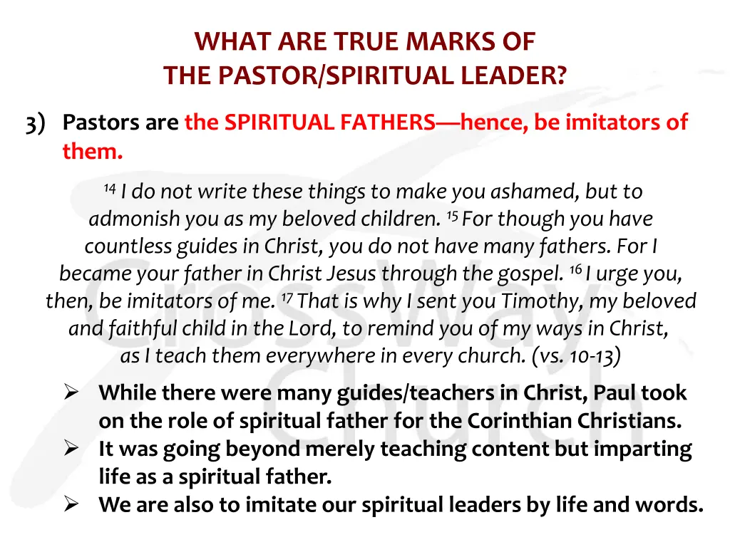 what are true marks of the pastor spiritual leader 4