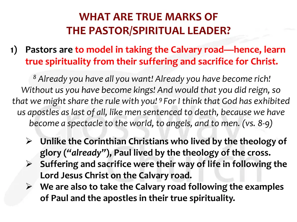 what are true marks of the pastor spiritual leader