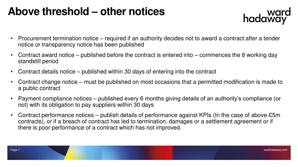 above threshold other notices