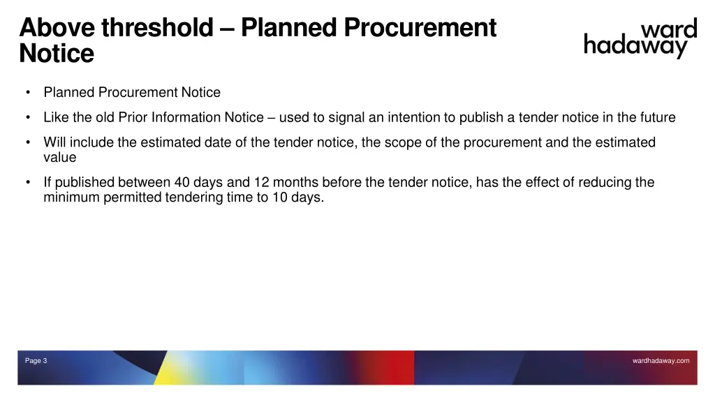 above threshold planned procurement notice