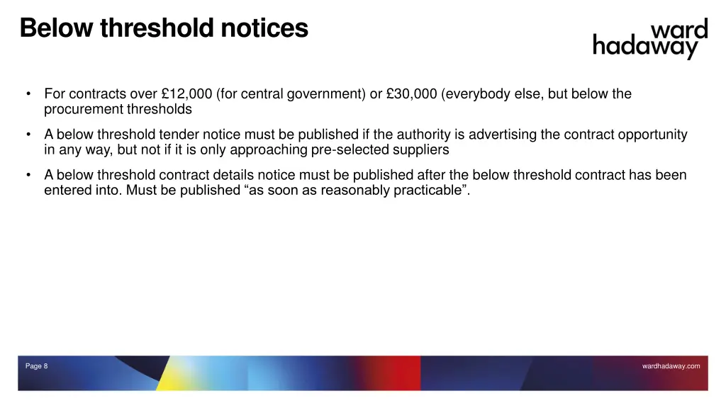 below threshold notices