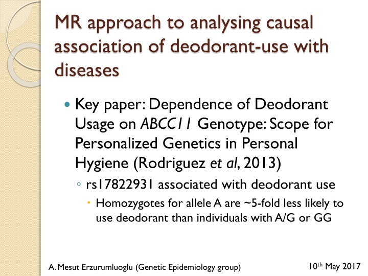 mr approach to analysing causal association