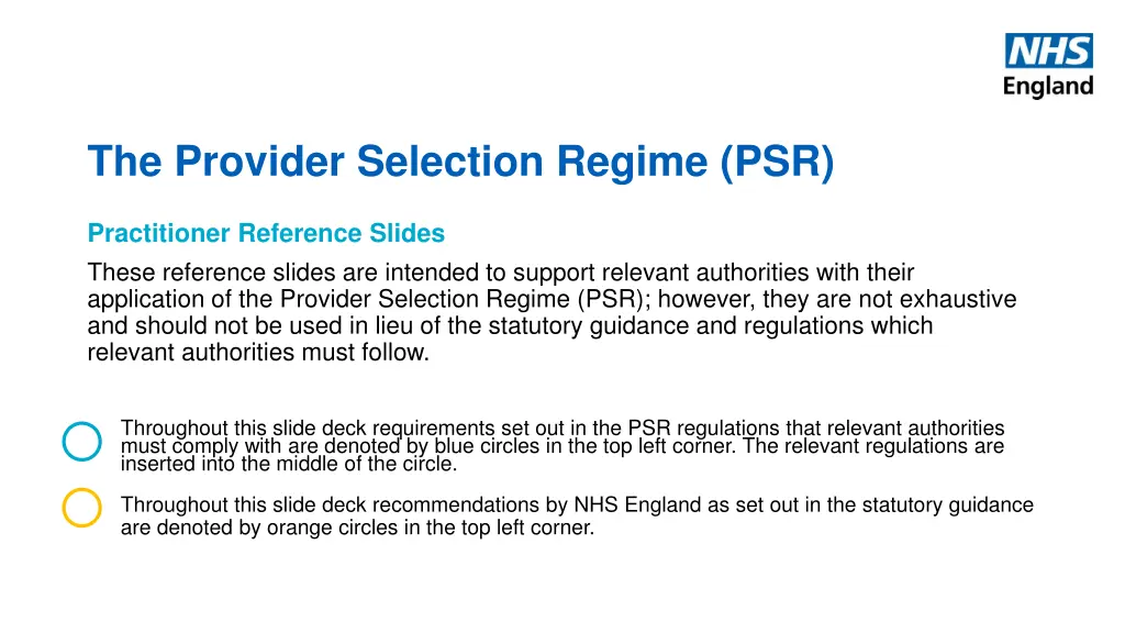 the provider selection regime psr 1