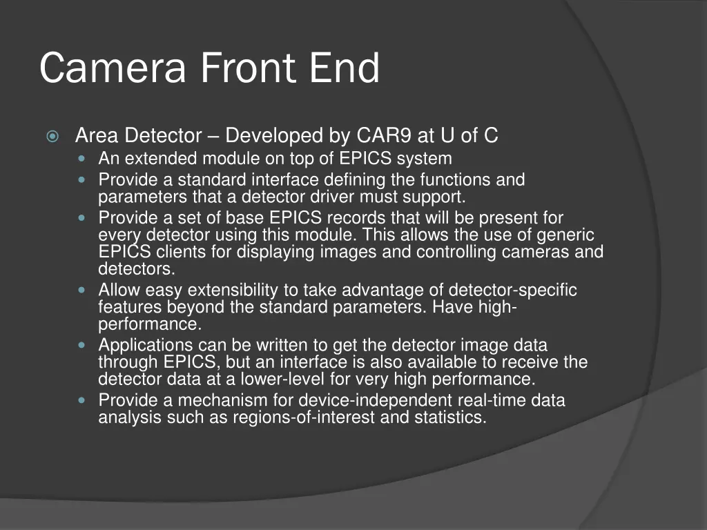 camera front end