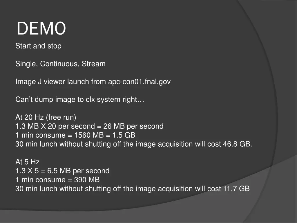 demo start and stop
