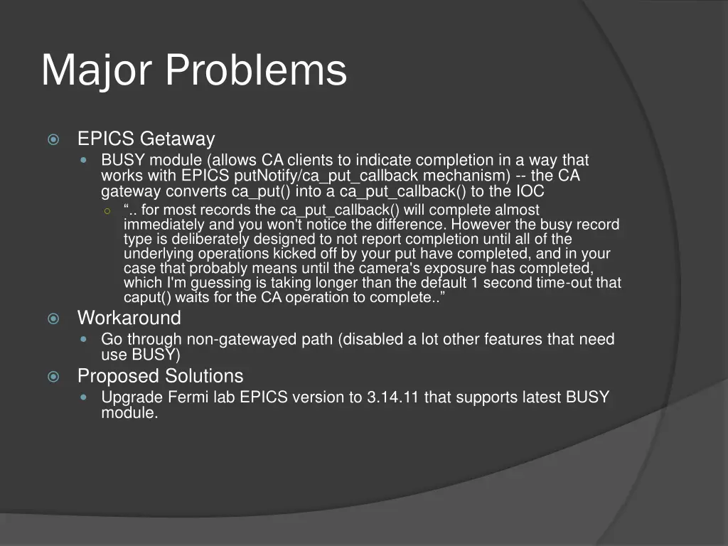 major problems