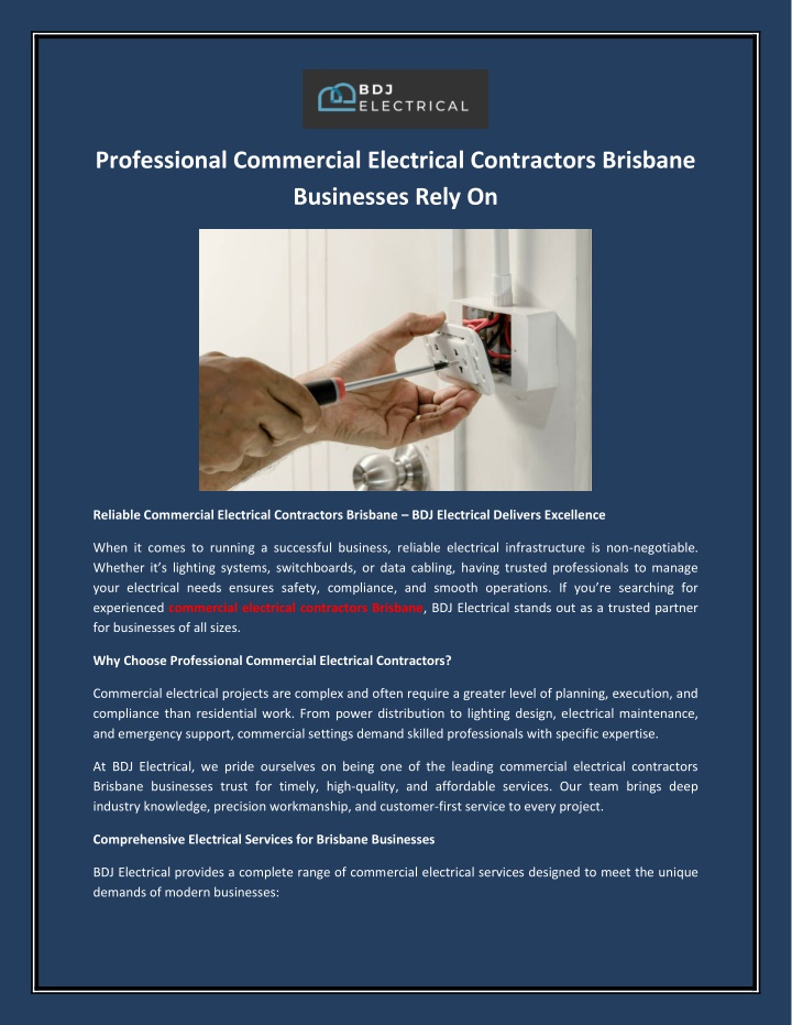 professional commercial electrical contractors