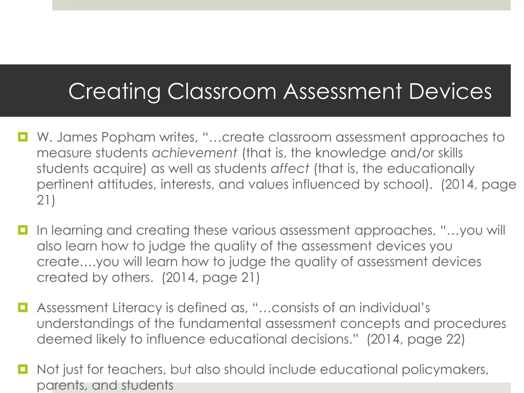 creating classroom assessment devices