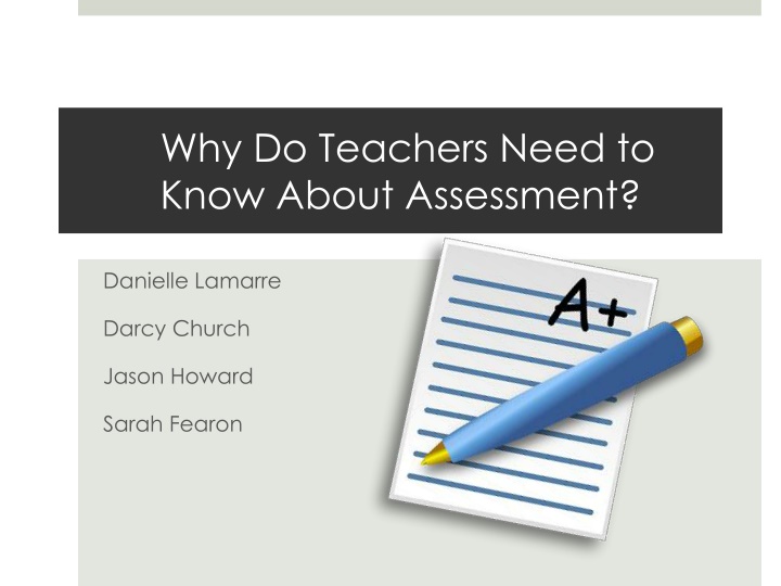 why do teachers need to know about assessment