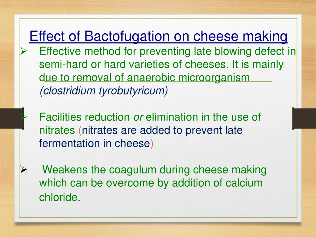 effect of bactofugation on cheese making
